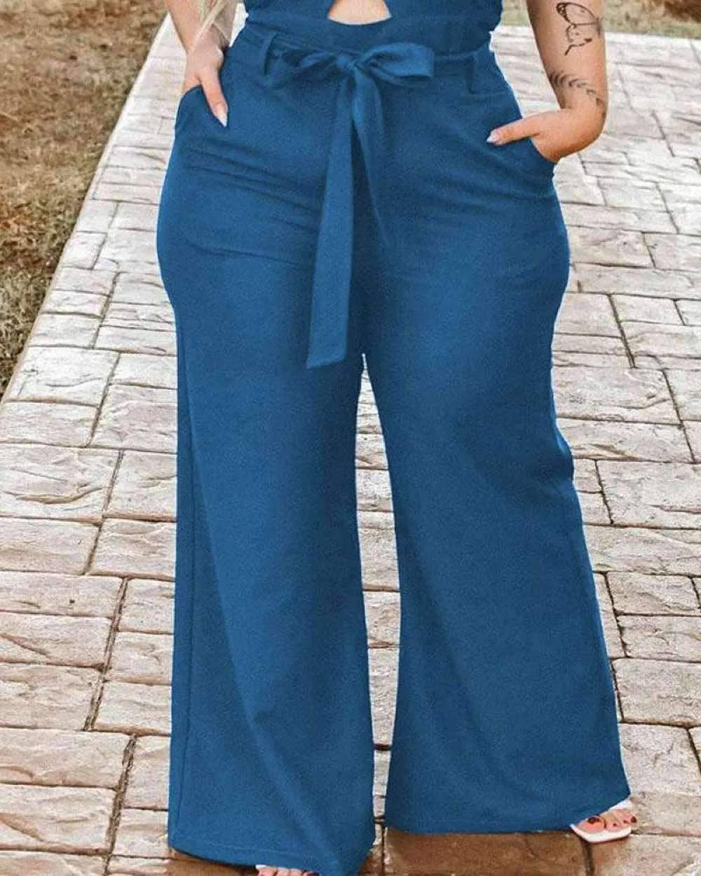 Stylish plus size wide leg jumpsuit