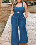 Stylish plus size wide leg jumpsuit