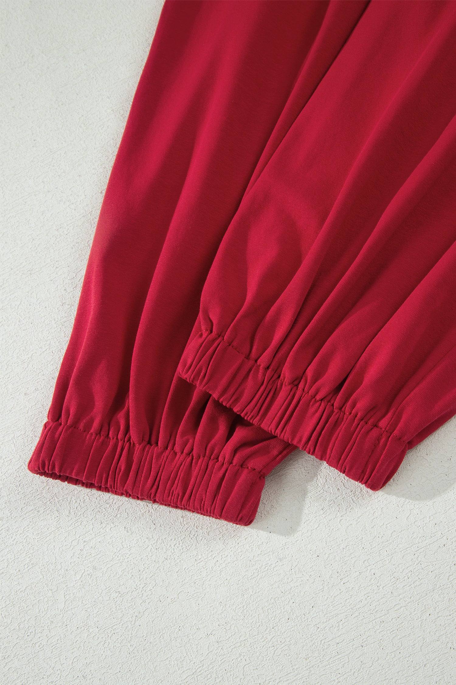 Racing Red Solid Color Cropped Tank Top and Jogger Pants Set