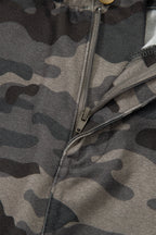 Green Camouflage Print Striped Side Panel Patchwork Drawstring Pants