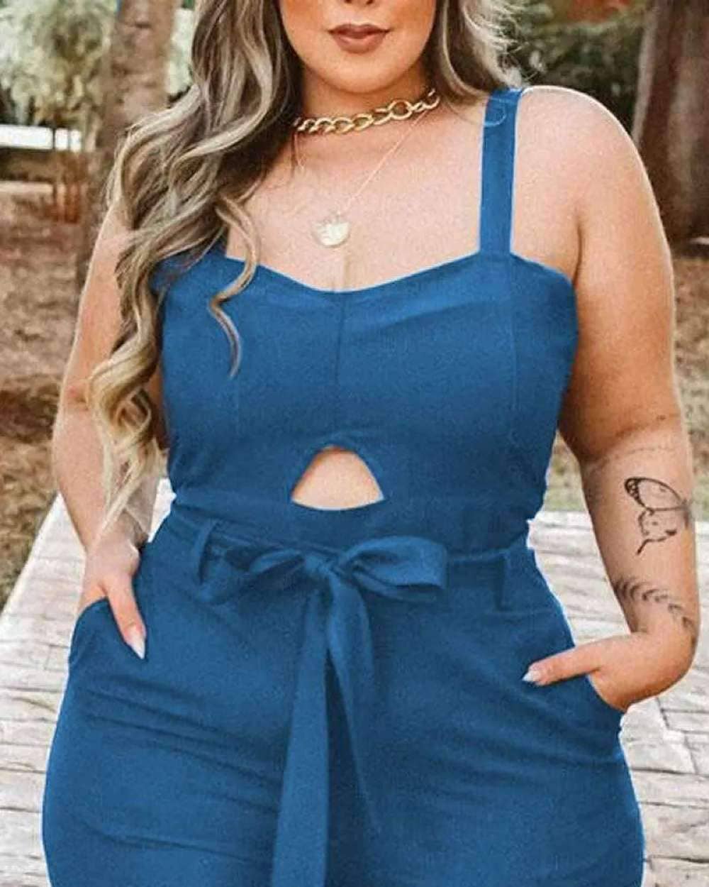 Stylish plus size wide leg jumpsuit