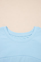 Beau Blue Solid Color Cropped Tank Top and Jogger Pants Set