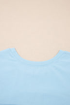 Beau Blue Solid Color Cropped Tank Top and Jogger Pants Set