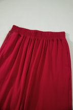 Racing Red Solid Color Cropped Tank Top and Jogger Pants Set