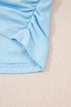 Beau Blue Solid Color Cropped Tank Top and Jogger Pants Set