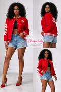 Letter Printed Bomber Jacket
