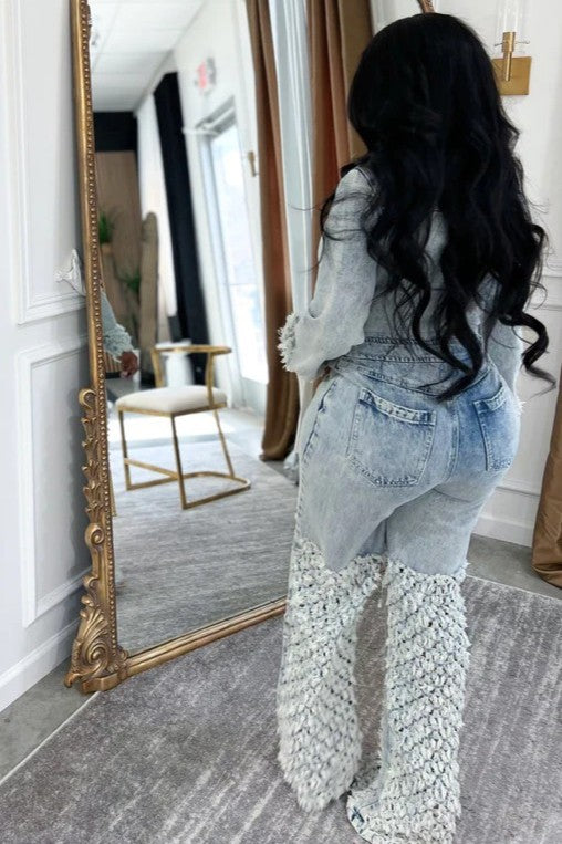 Denim Distressed Detail Jumpsuit