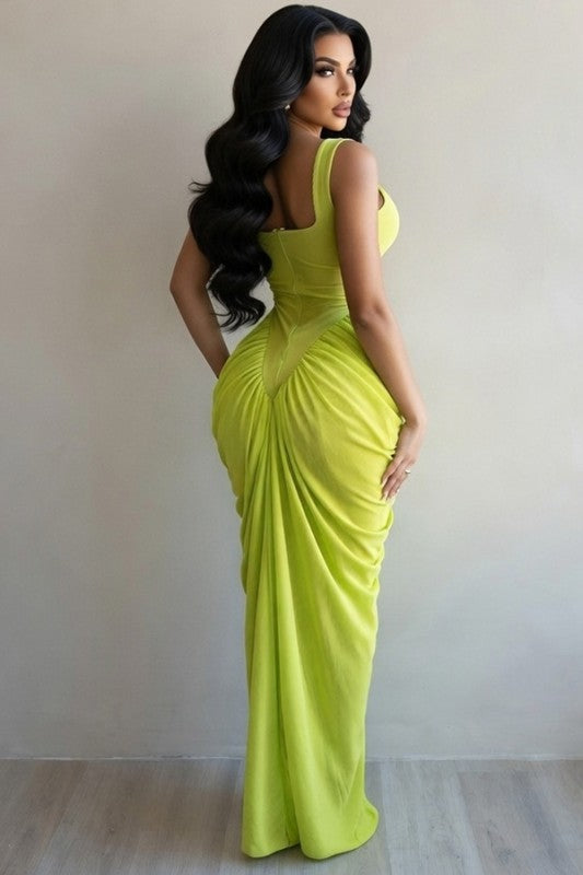 Ruched Mesh Maxi dress