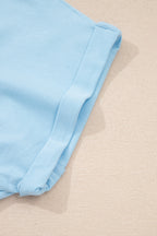 Beau Blue Solid Color Cropped Tank Top and Jogger Pants Set
