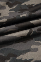 Green Camouflage Print Striped Side Panel Patchwork Drawstring Pants