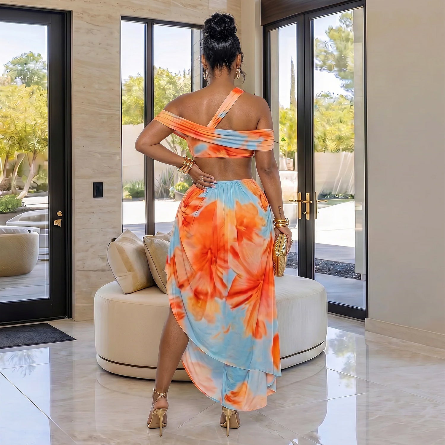 Women Sexy Beach Print Dress
