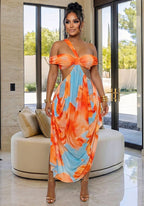 Women Sexy Beach Print Dress