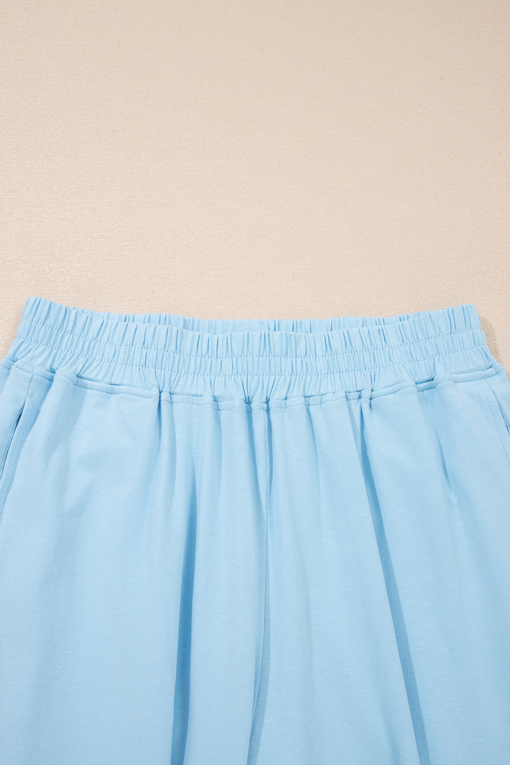Beau Blue Solid Color Cropped Tank Top and Jogger Pants Set