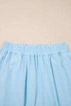 Beau Blue Solid Color Cropped Tank Top and Jogger Pants Set
