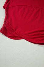 Racing Red Solid Color Cropped Tank Top and Jogger Pants Set