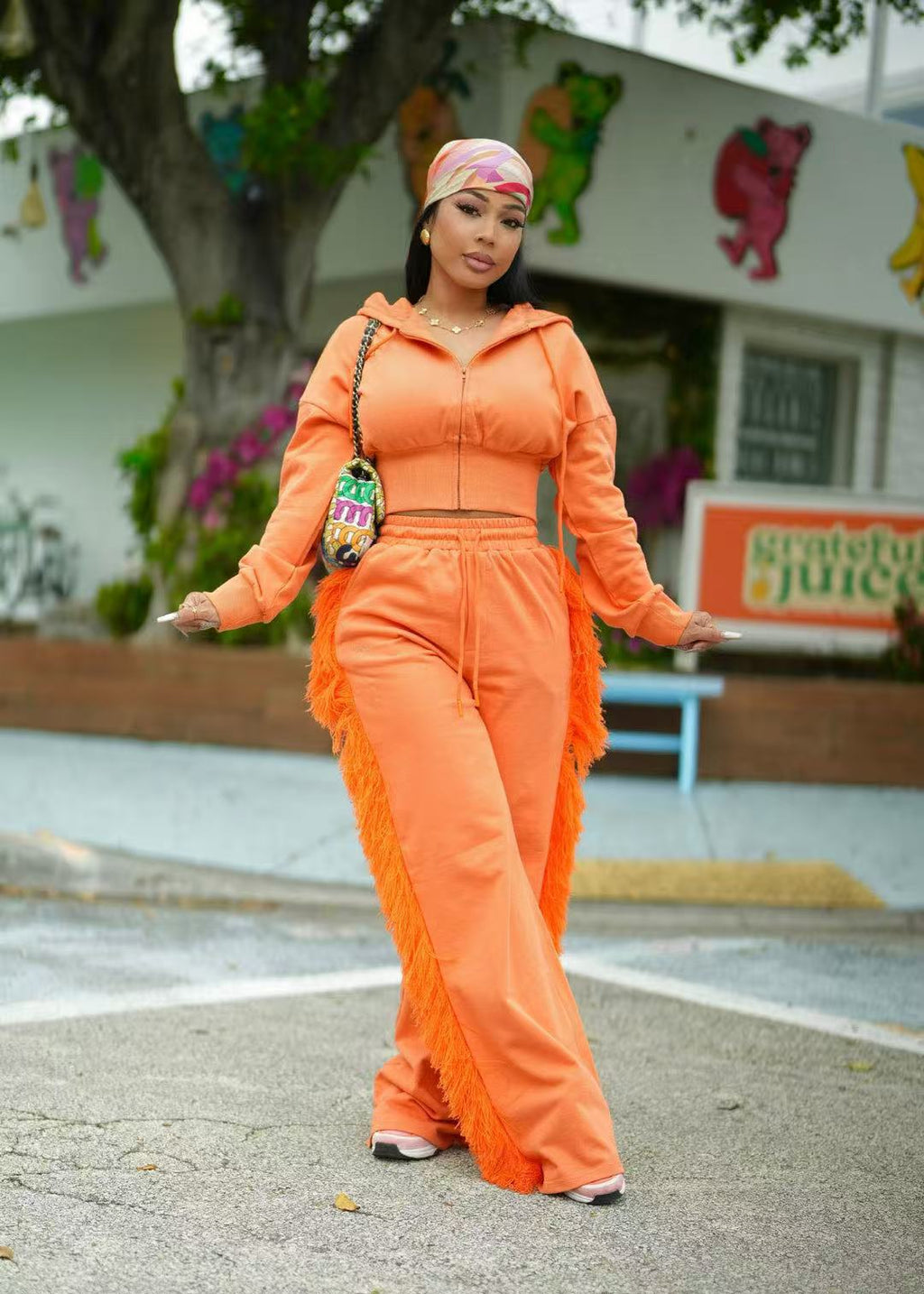 Women Casual Long Sleeve Zipper Top and Wide-Leg Pants Two-Piece Set